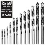 Brad Point Wood Drill Bit Set (12 Pack with Storage Case) Carpenters Quality - Drill Splinter-Free Perfectly Round Holes in All Types of Wood