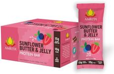 Amrita Nut Free Vegan Protein Bars (12 CT) | Sunflower Butter & Jelly 15g Plant-Based Protein Bar | Peanut-Free, Gluten Free, and Dairy-Free | No Added Sugar, High Fiber,Healthy Snacks for Kids/Adults