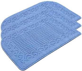 COSY HOMEER 32X20 Inch Anti Fatigue Kitchen Rug Mats are Made of 100% Polypropylene Half Round Rug Cushion Specialized in Anti Slippery and Machine Washable (Blue 3pcs)