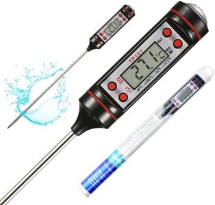 Termómetro Digital Cocina - Alimentos, Líquidos, Aceite, Carne, Barbacoa: Medición rápida y Alta Precisión - Pantalla LCD Lectura Clara - Sonda de Acero Inoxidable - Apagado Automático (Negro)