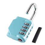 KAWAHA CL11AS Combination Lock, 4 Digit Combination Padlock Set Your own Combination for Gym Locker Lock, School, Gates, Doors, Toolbox, Hasps and Storage (Aqua Sky *1)