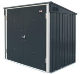 Duramax Garbage Can Enclosure for 2 Bins with Top Opening & Fully Wide Double Lockable Doors, Metal Storage Shed, Wheelie Bin Hideaways, Anthracite & Off-White Trimmings