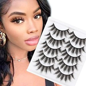 Glowing Win Pestañas Postizas 3D 5 Pares Pestañas Postizas Naturales Pestañas Largas Hecho a mano Suave Pestañas Falsas Reutilizable False Eye Lashes Esponjosas Fake Eyelashes Faux Mink Lashes