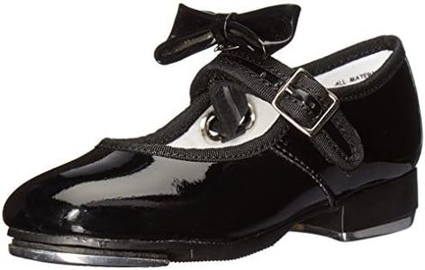 Capezio 3800 Mary Jane Tap Shoe (Little Kid/Big Kid), Black Patent, 7 W US Toddler