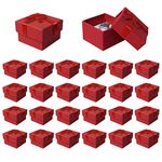 24 Pack Jewellery Gift Boxes, 4x 4x 2.6 cm Ring Gift Boxes with Bow Knot and Lids, Ring Earring Boxes Bulk for Jewellery Display Gifting, Red