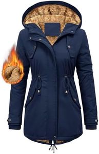 Vancavoo Giubbotto Donna Invernale Giacca Parka Cappotto Imbottita Caldo Felpa con Cappuccio Casual Outdoor Impermeabile Cappotti con Zip,Blu navy,S