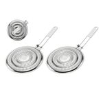 HIC Kitchen Heat Diffuser Reducer Flame Guard with Removable Handle, Stainless Steel, Distributes Heat Evenly and Reduces Scorching, for Gas Electric Glass Stovetops, 8.25-Inch, Set of 2