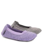 MUK LUKS Women's 2 Pack Travel Ballerina Set Slipper, Grey, Medium UK