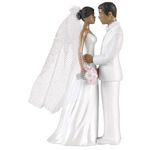 Amscan 474851 Wedding Plastic Cake Topper, African American Couple, 4.5", 1 piece, White