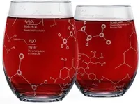 Greenline Goods Stemless Wine Glasses - 15 oz Set – Science of Wine Tumblers (Set of 2) Etched with Wine Chemistry Molecules