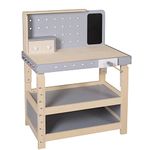 roba Wooden Children's Workbench - Large Work Bench With Tool Set With Shelf and 3 Drawers