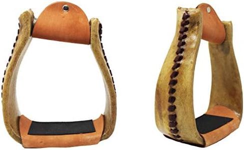 CHALLENGER Western 5" Horse Saddle Rawhide Leather Covered Slanted Roper Stirrups 51209