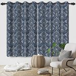 Umpoo Damask Blackout Curtains Modern Minimalism Chic Print Pattern Grommet Top Thermal Insulated Drapes Darkening Window Curtain for Office Living Room Bedroom 2 Panels Set, 46x54 Inch