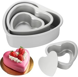 Youeon 3 Pack 4/6/8 Inch Heart Shaped Cake Pans with Removable Bottom, Nonstick Aluminum Cheesecake Baking Molds for Valentine's Day, Birthday, Wedding & Holiday Baking