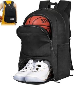 Basketball Backpack with Separate Ball Holder Shoe Compartment, Waterproof Basketball Sports Bag, Sports Equipment Bag for Volleyball Gym Outdoor, Soccer, Swim, Gym, Travel, Ball Gifts