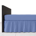 AmigoZone Plain Pollycotton Frilled Bed Base Valance Sheet (Mid Blue, Single)