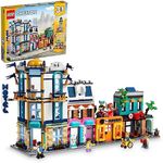 LEGO Creator 3 in 1 Main Street Building Toy Set, Features a Toy City, Art Deco Building, Market Street, Hotel, Café, Music Store and 6 Minifigures, Endless Play Possibilities for Kids, 31141