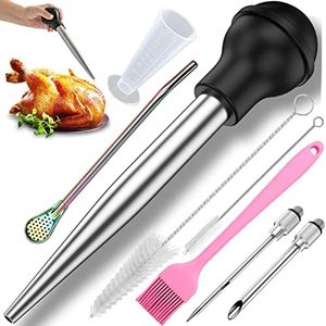 Yoki Peony Turkey Baster Syringe Turkey Injector Cooking Seasoning Pump Commercial Grade Roast Duck Turkey Roast Cream Pump