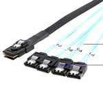 CableCreation Mini SAS 36Pin (SFF-8087) Male to 4 SATA 7Pin Female Cable, Mini SAS Host/Controller to 4 SATA Target/Backplane, 0.5M (Black and Blue)