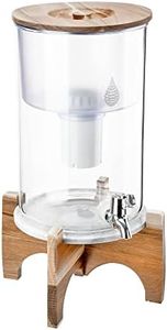 Invigorated Water pH Recharge Glass Alkaline Water Dispenser Filter System - Countertop Purifier Pitcher for Home and Office - High pH Pure Drinking Water Filtration - 36 Cups (Acacia Marble Set)