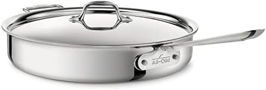 All-Clad 4406 Stainless Steel 3-Ply Bonded Dishwasher Safe Saute Pan with Lid Cookware, 6-Quart, Silver