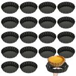 WOPPLXY 18 PCS Mini Tart Tins - 4 Inch Loose Bottom Tart Tin Mini Pie Tins - Non Stick Tartlet Tins Carbon Steel - Mini Individual Pie Flan Quiche Cheesecake Tins for Baking