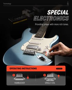 Donner 39" Electric Guitar Kit – Ice Blue, Beginner Set