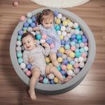 HOFISH Foam Ball Pit for Children Toddlers,Baby Playpen Pool Soft Round Designed Easy to Clean or Install,Ideal Gift Babies Infants Indoor and Outdoor Game- (Balls NOT Included) (Light Gray, 1PC)