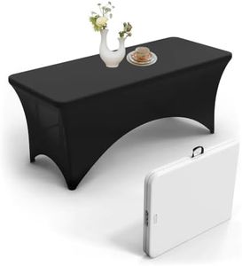 Urby Elastic Table Clothes for 4 Foot Rectangle Tables Fits 4ft Folding Tables from Lifetime, COSCO, Mainstays and Others. Heavy-Duty Stretchy Wrinkle Resistant Spandex. Black.