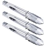 HINMAY 9 Inch Stainless Steel Serving Tongs Metal Cooking Tongs with Scalloped Gripping Edge Kitchen Tongs (9-Inch 3 Pieces)