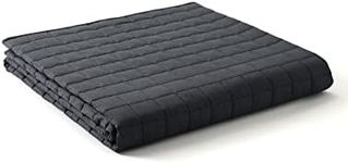 YnM Exclusive Weighted Blanket, Soothing Cotton, Smallest Compartments with Glass Beads, Bed Blanket for Two Persons of 110~190lbs, Ideal for Queen or King Bed (88x104 Inches, 25 Pounds, Dark Grey)