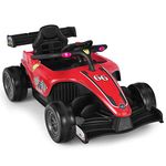 COSTWAY Electric Car for Children, 12 V Children's Go-Kart with Music and Light, Children's Racing Car 2-5 km/h, Includes 2.4 G Remote Control, for Children from 3 Years (Red)