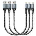 Short iPhone Charger Cable 3Pack 12 inch Lightning Cable 1FT iPhone Charging Cord Compatible with iPhone 14/13/12/12 Pro/11/Xs Max/Xr/X/8/7/6/6s Plus/SE/5c/5s/5 iPad Air Pro/Air/Mini Charging Wire