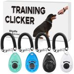 Diyife Dog Clicker, [4 PCS, Green&Blue&Black&White] Dog Training Clicker with Wrist Strap for Dog Cat Horse Clickers for Dog Training Lightweight Durable Puppy Clicker Training Kit for Pet Lovers