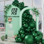 172 Pcs Dark Green Balloons Garland Arch Kit in Various Sizes 18, 10, 5 Inches with Air Pump, Green Balloons for Baby Shower, Bridal Shower, Wedding and Birthday Party Decoration