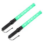 PATIKIL 21inch Traffic Wands, 2Pcs 2 Flashing Modes LED Warning Light Police Signal Controller Baton Lamp with Wrist Lanyard for Car Direct, Traffic Control, Airport, Parking Guide, Green