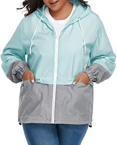 Zando Lightweight Rain Jacket Women with Hood Packable Raincoats for Adults Women Plus Size Rain Jackets for Women Waterproof Anorak Jacket Womens Windbreaker Mint Green 3XL