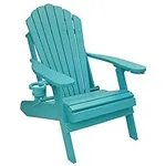 ECCB Outdoor Outer Banks Deluxe Oversized Poly Lumber Folding Adirondack Chair (Aruba Blue)