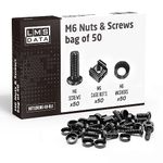 LMS Data M6 Cage Nuts Screws and Washers Set -Assortment Nuts and Bolts Kit for Rack Mount Data Cabinets, Server Shelves Fixing and Installation (Black, 50)