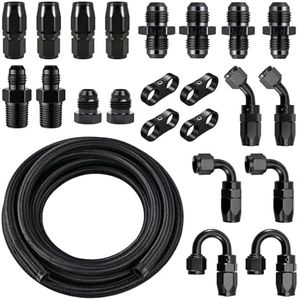 EVIL ENERGY10AN Fuel Line Kit, 10AN Hose Nylon Stainless Steel Braided Fuel Line Fitting Kit CPE 16FT