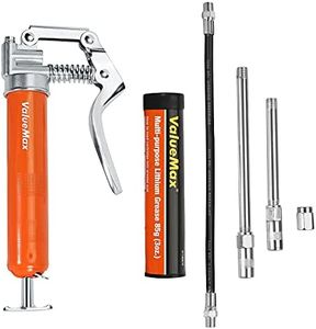 ValueMax Mini Grease Gun Kit (3000 PSI) with 3 OZ Grease, 12'' Flexible Hose, 5'' & 3” Extension Tubes, Pistol Grip, Reinforced Construction, Fit for Automotive, Marine, Industrial