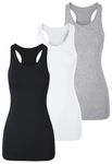 TAIPOVE Women's Racerback Tank Top Long Sleeveless Yoga Shirts Workout Tops Base Layer 3 Pack