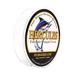 Hercules Super Strong 100M 109 Yards Braided Fishing Line 100 LB Test for Saltwater Freshwater PE Braid Fish Lines 4 Strands - White, 100LB (45.4KG), 0.55MM