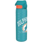 Ion8 Leak Proof Slim Water Bottle, Stainless Steel, NFL Dolphins, 600ml (20oz)