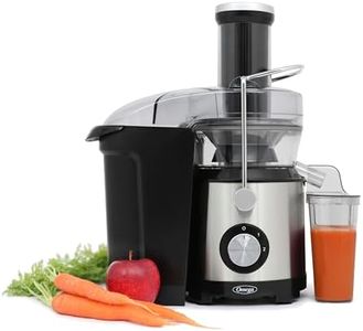 Omega Centrifugal Juicer with 3-Inch Wide Chute High Speed Extractor For Fruits and Vegetables, Features 2 Speeds Stainless Steel Filter and Large Pulp Container, 1000-Watts, Black