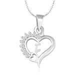 Kanak Jewels Flower Heart Pendent "T" Letter Silver Gold Plated Alloy for Girls Women Men Unisex Couple Love Alphabet Pendant in Diamond Jewellery Set alphabet Cubic Zirconia Brass Chain Pendant