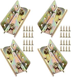 Bed Frame Hardware Bed Rail Brackets - Wooden Bed Frame Connectors with Screws for Headboards Footboards - Heavy Duty Non-Mortise Bed Rail Fittings（Set of 4）