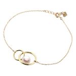 Moon Label "Nexus Pearl Bracelet White Akoya Cultured Pearl Bracelet for Women with 18K Yello Gold |7mm Akoya Cultured Pearl Bracelet with Stylish Design- JAPAN, Pearl
