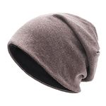 ZLYC Winter Slouchy Beanie Hats for Women Men Soft Warm Reversible Ski Skull Cap(Solid Coffee Black)