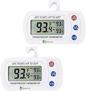 iBetterLife Refrigerator Thermometer 2 Pack - Digital Fridge Freeze Room Indoor Outdoor Temperature Monitor with Magnetic Hook, Big LCD Display, Min/Max Record, Audible Alarm for Home, Restaurants